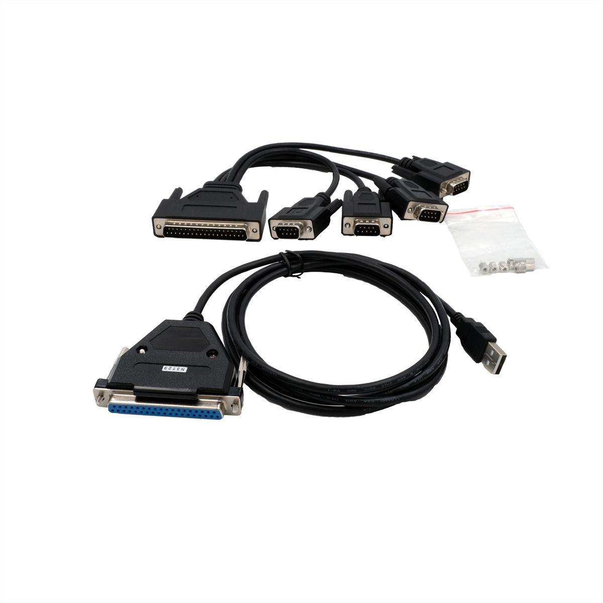 EXSYS EX-1324-37P USB 2.0 zu 4x Seriell, RS-232 Ports mit 37 Pin Buchse, Konverter, FTDI, schwarz, 1,8 m