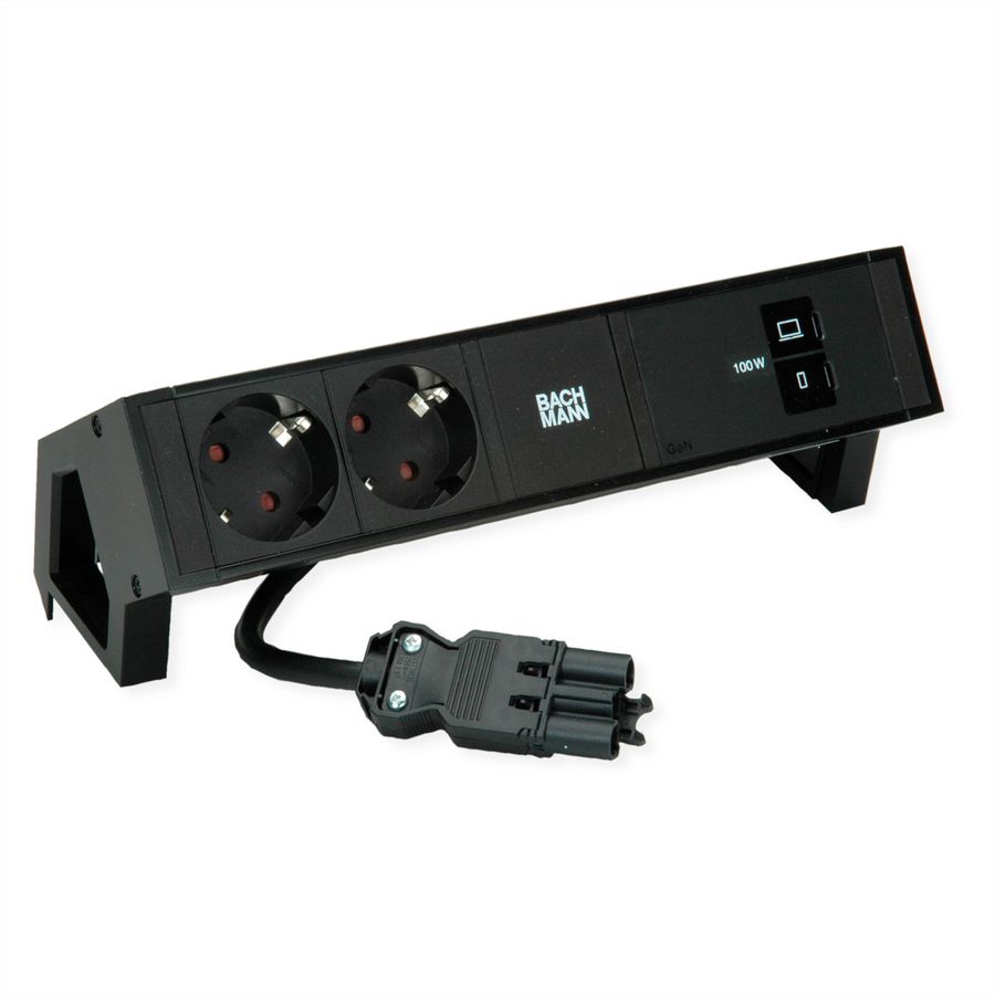 BACHMANN DESK2 2x CEE7/3, USB-C, USB-Charger 100W, GST18 0,2m