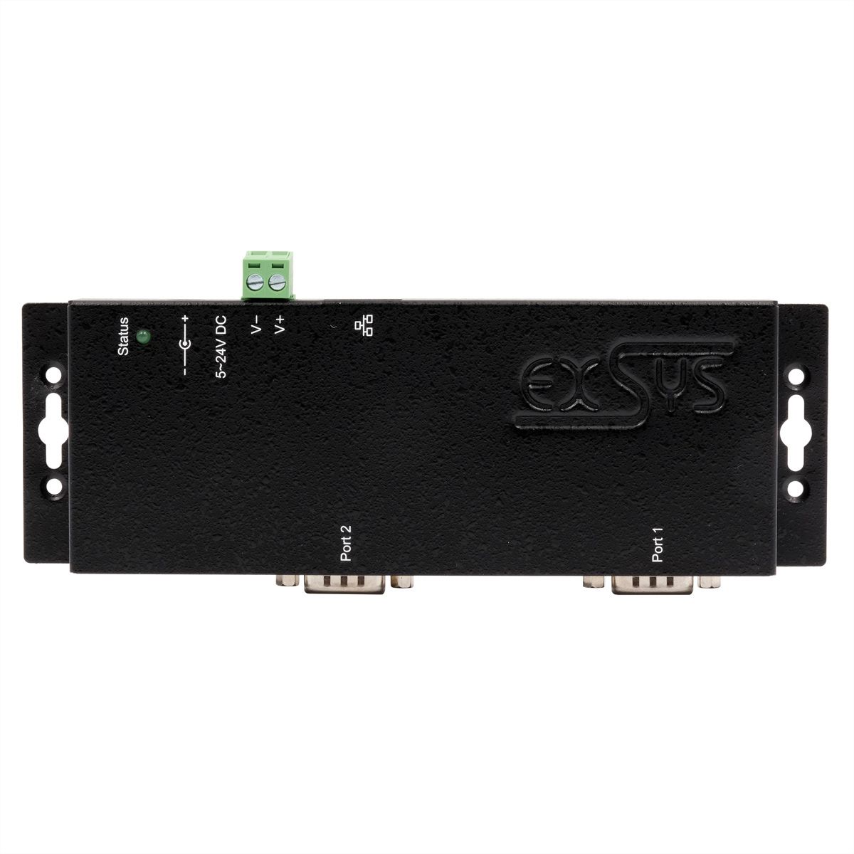 EXSYS EX-6122-2PoE Ethernet zu Seriell  2 x RS-232/422/485  mit 9 Pin Stecker inkl. Virtual Com Software PoE