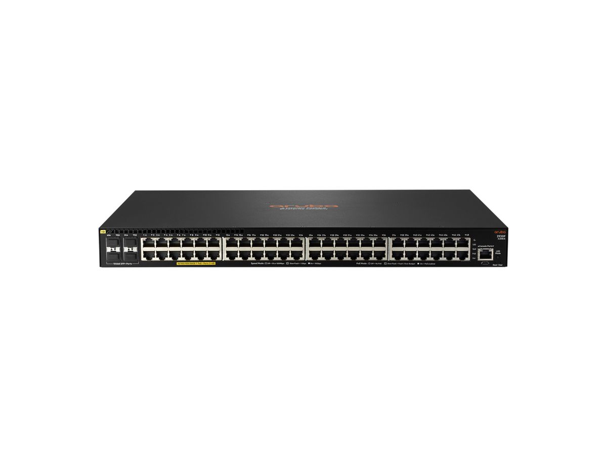 Hewlett Packard Enterprise Aruba 2930F 48G PoE+ 4SFP+ 740W Managed L3 Gigabit Ethernet (10/100/1000) Power over Ethernet (PoE) 1U Schwarz