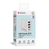 VERBATIM Ladeadapter 30W GaN weiß