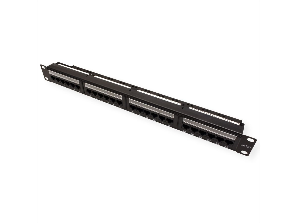 VALUE Kat.6A (Class EA) 19"-Patchpanel, 24 P, ungeschirmt, schwarz