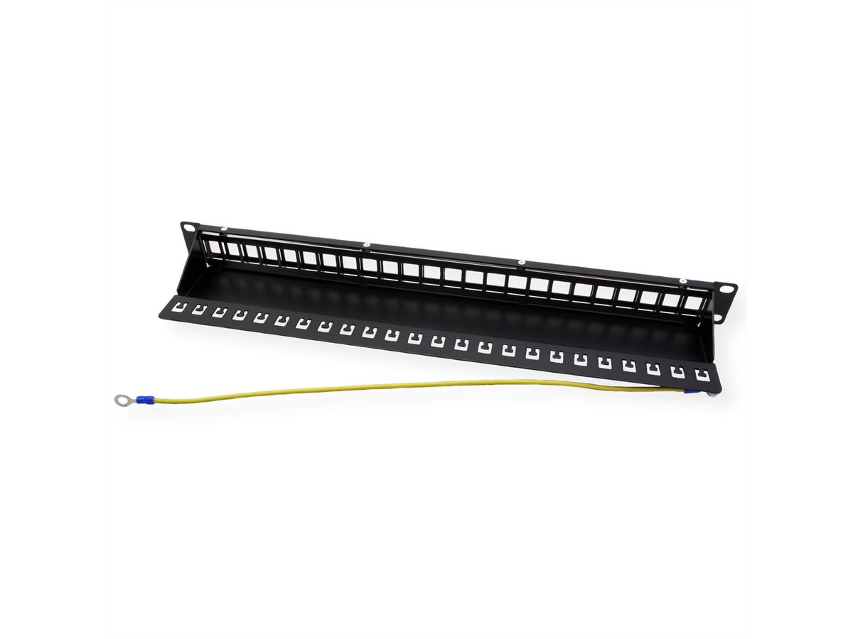 VALUE 19"-Keystone-Modulträger, 24 Ports, 1HE, geschirmt, schwarz