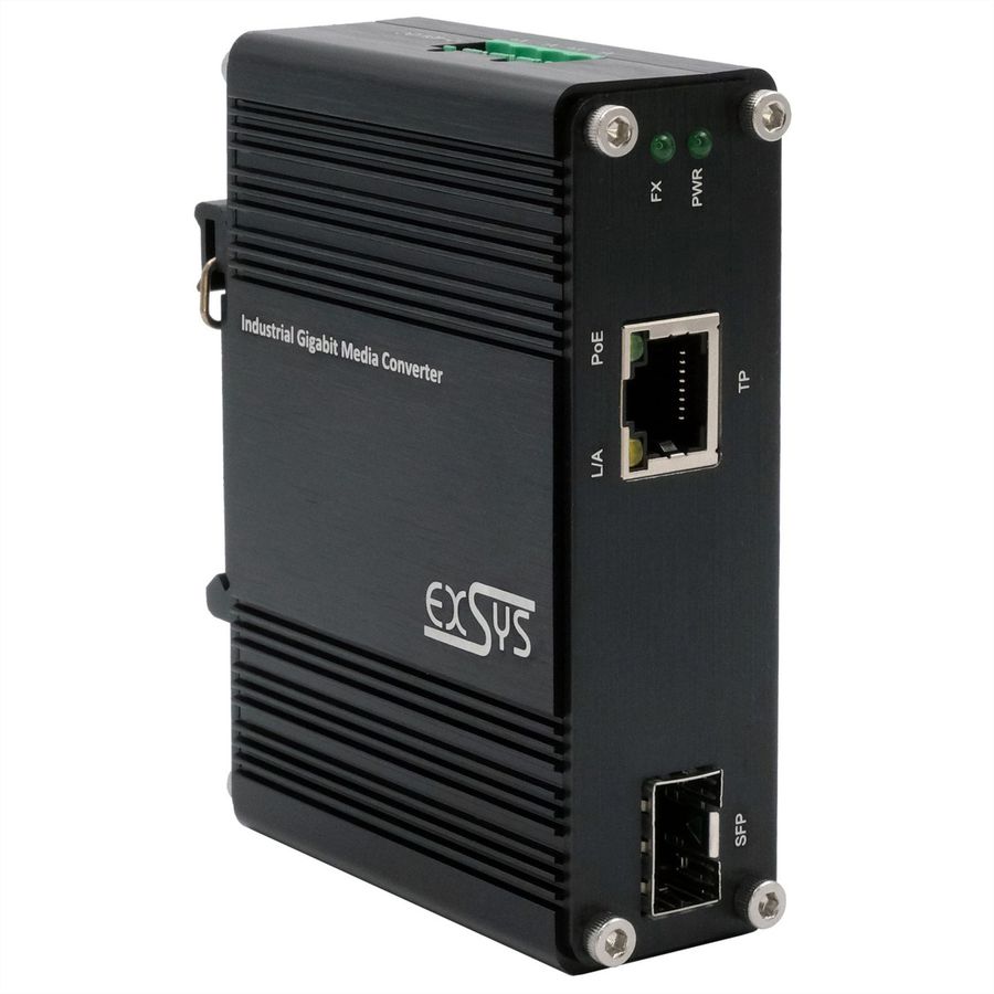 EXSYS EX-60340 PoE+ Industrial Media Konverter 60W, SFP