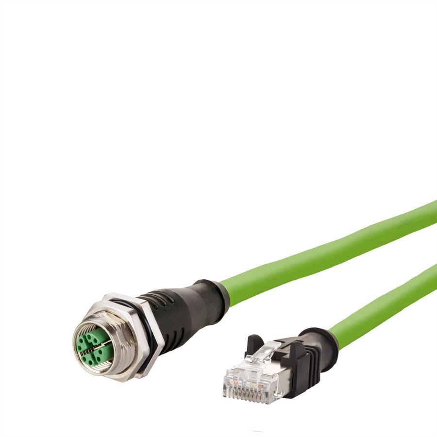 METZ CONNECT Verbindungsleitung M12 BU-RJ45 ST, 8-pol X-kodiert, gerade-gerade, 1 m