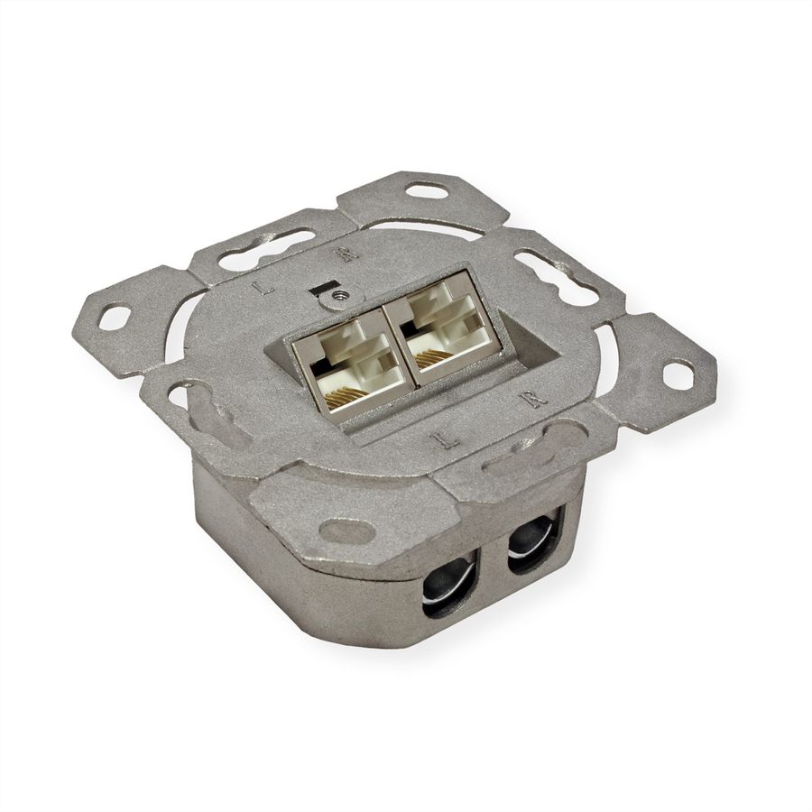 VALUE Cat.6A (Class EA) Dose, 2x STP, Unterputz, senkrecht, weiss