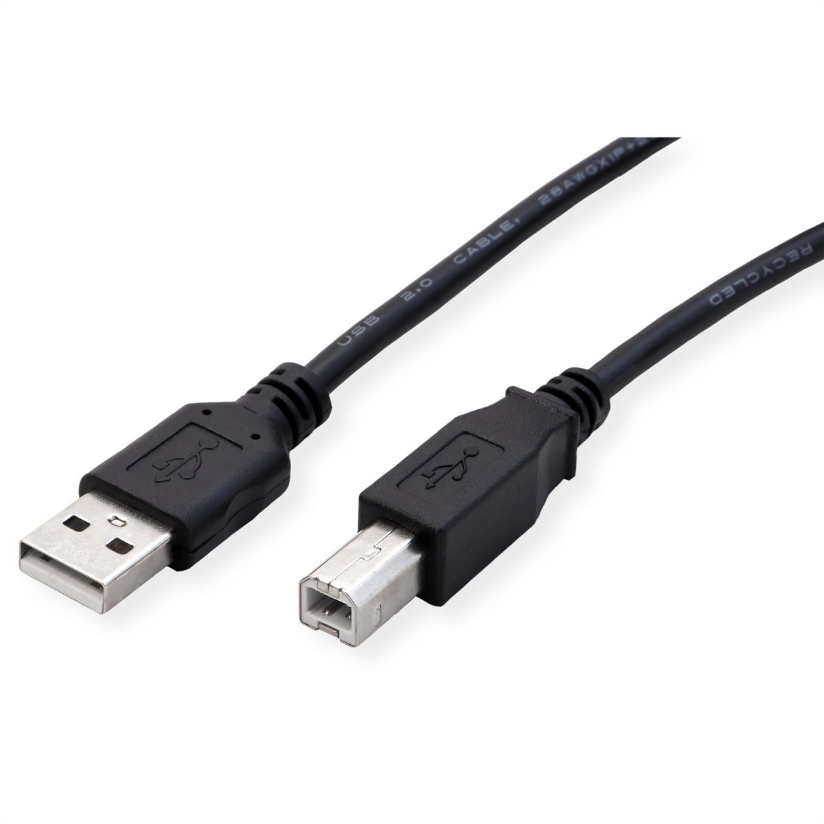 ROLINE RM USB 2.0 Kabel, Typ A-B, schwarz, 0,8 m