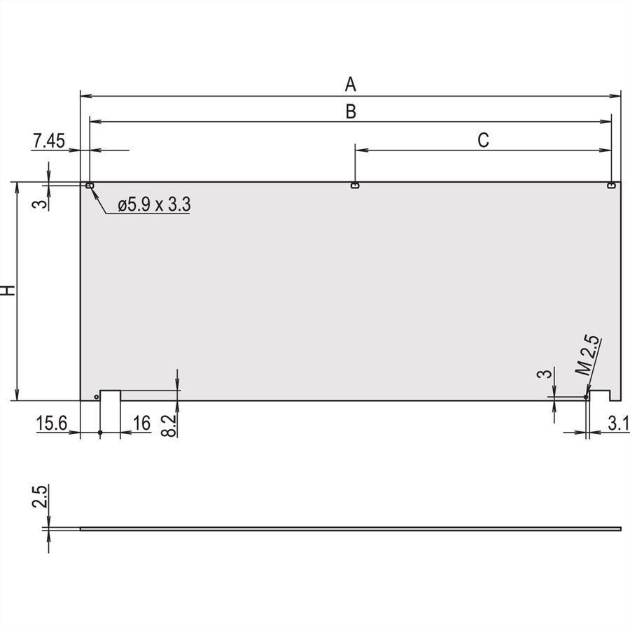 SCHROFF Frontplatte, klappbar - FRONTPLATTE KLAPPB.3HE 28TE