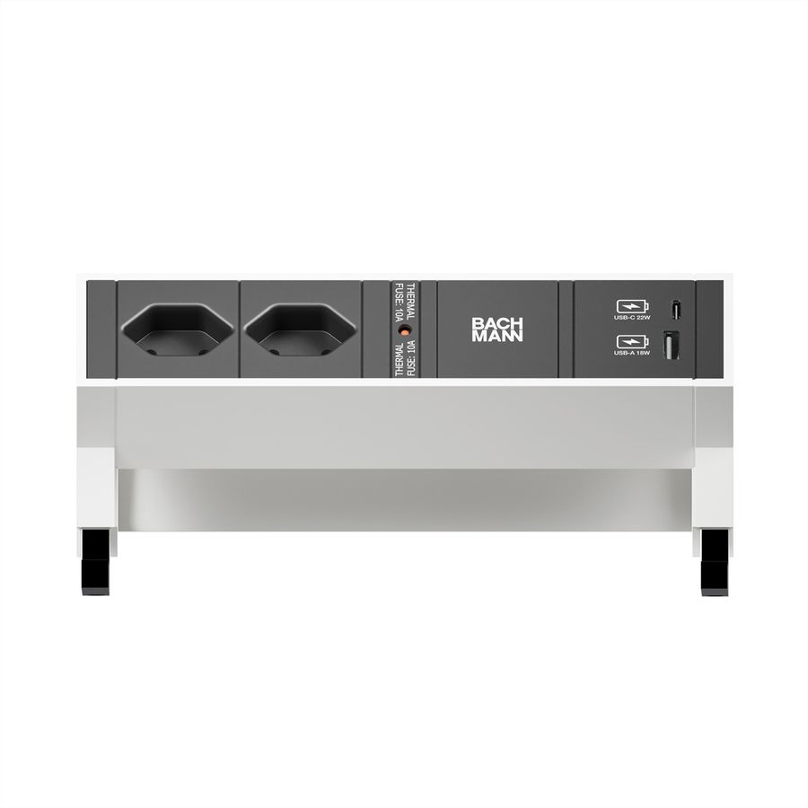 BACHMANN DESK2 2xCH 1xUSB A/C 22W, 0,2m GST18 RAL9010 Schweiz