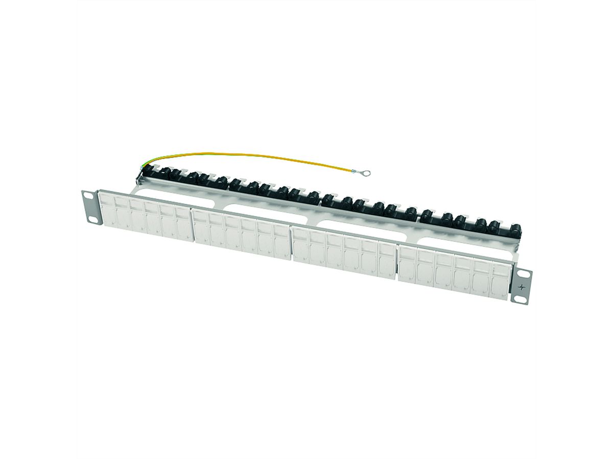 TELEGÄRTNER 19"-Modulträger Flex für AMJ-S/AMJ/UMJ, incl. 24x snap-in-Modulaufn RAL 7035