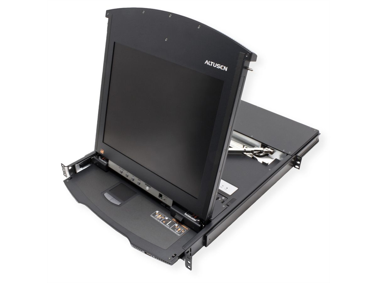 ATEN KL1516AiM KVM Over-IP Switch, 43cm TFT, VGA, PS/2-USB über Kat 5, 16 Ports, IT-Layout