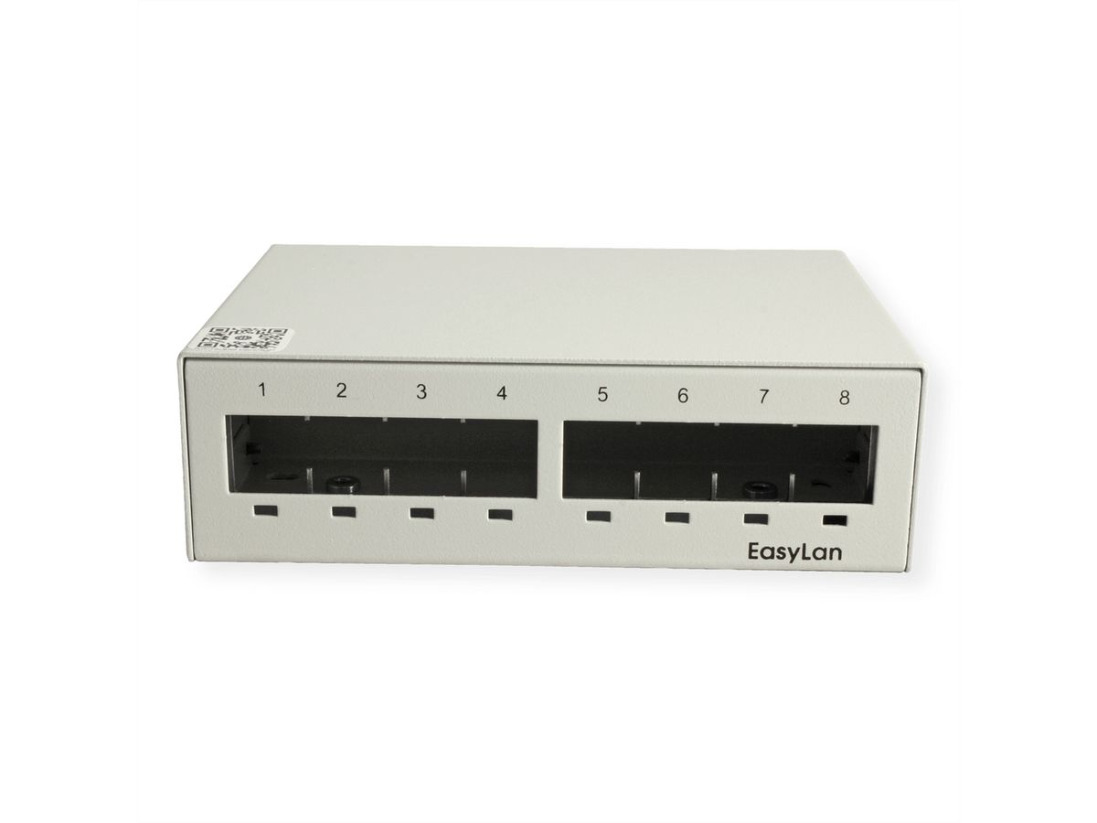 EasyLan preLink / fixLink Unterbaupanel, 8x Keystone, RAL7035