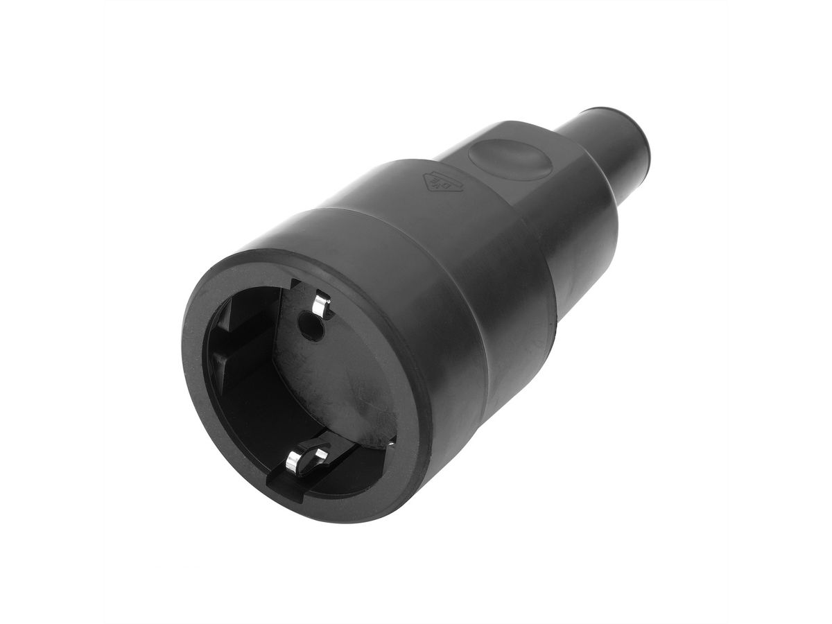 BACHMANN Vollgummikupplung CEE7/3 Vollgmmi IP44 VDE, Knickschutz montierbar, schwarz