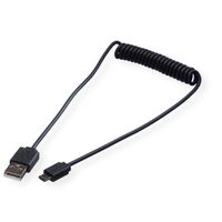 ROLINE USB 2.0 Spiralkabel, A - Micro B, ST/ST, 1 m