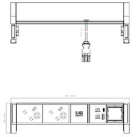 BACHMANN DESK2 2xUK 1xUSB A/C 22W 1xCM, 0,2m GST18 RAL9005 United Kingdom