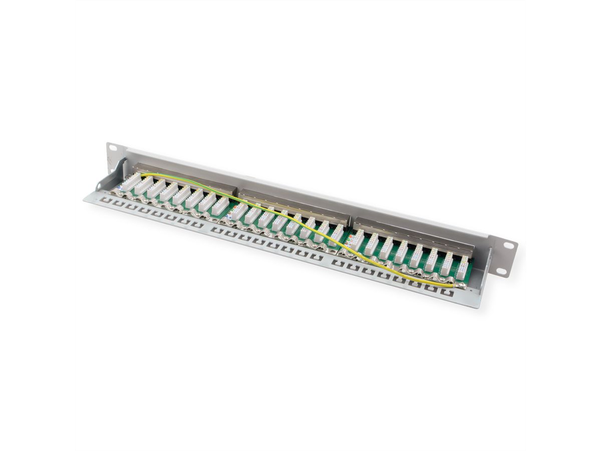 VALUE Kat.6A (Class EA) 19"-Patchpanel, 24 P, geschirmt, grau