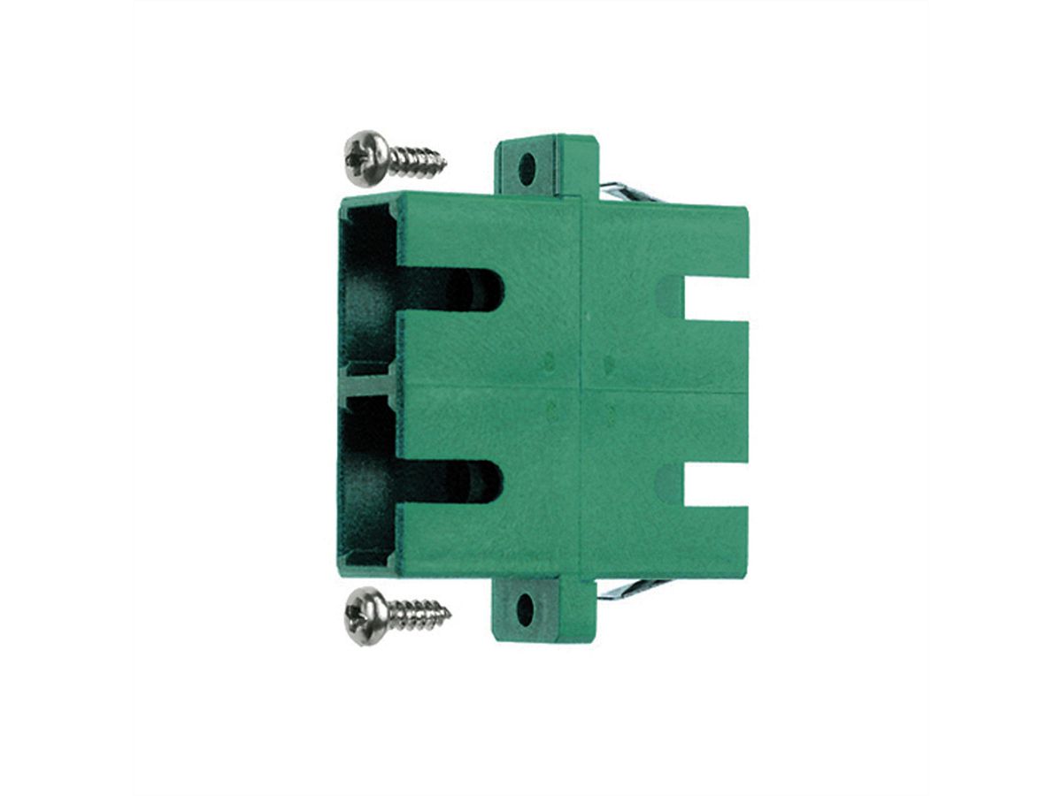 TELEGÄRTNER SC/APC Duplex Kupplung, Singlemode, Keramikhülse, Kunststoffgehäuse grün