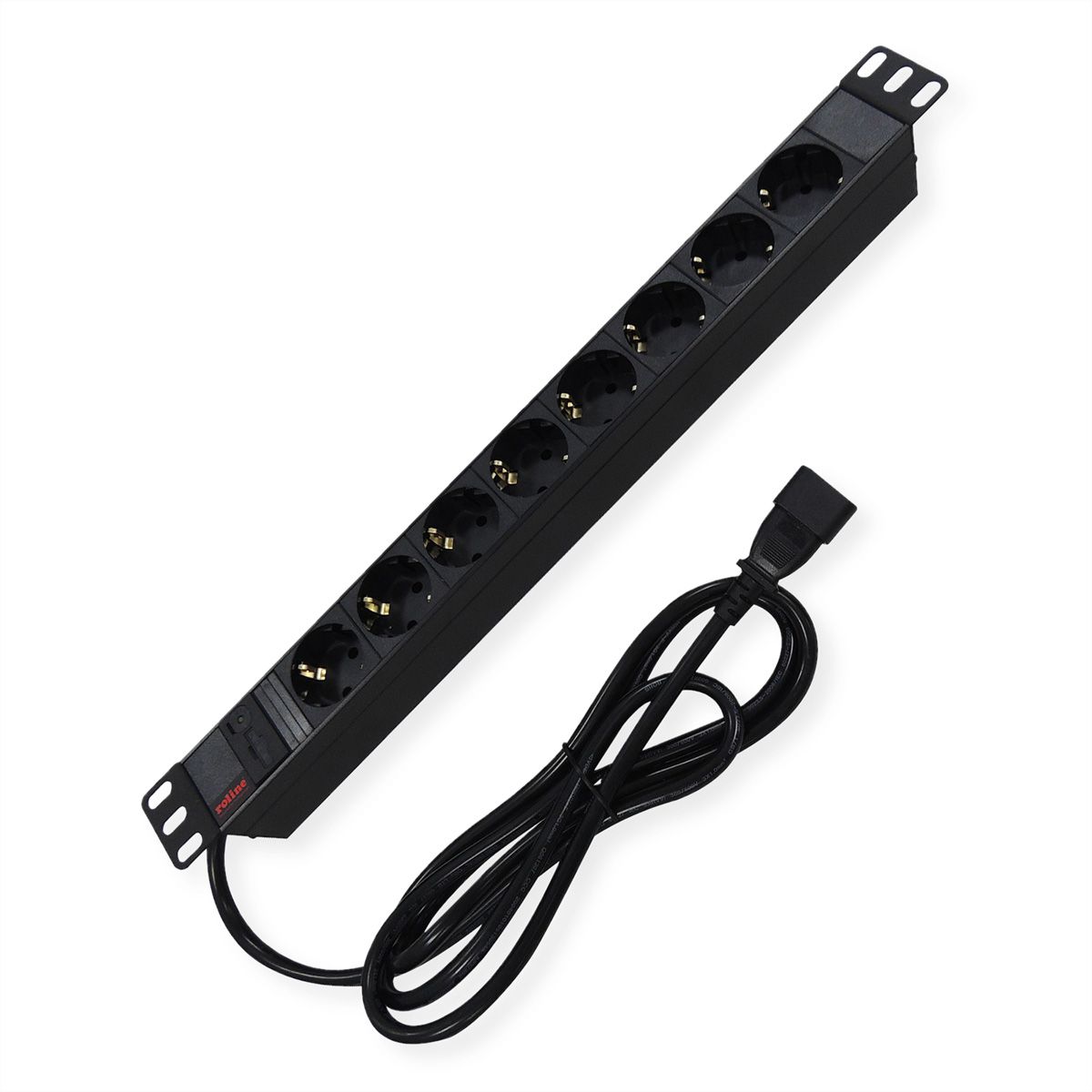 ROLINE 19-Zoll Steckdosenleiste 8fach, C14-Stecker, schwarz, 2 m