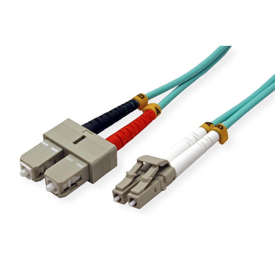 VALUE LWL-Kabel 50/125µm OM3, LC/SC, LSOH, türkis, 0,5 m