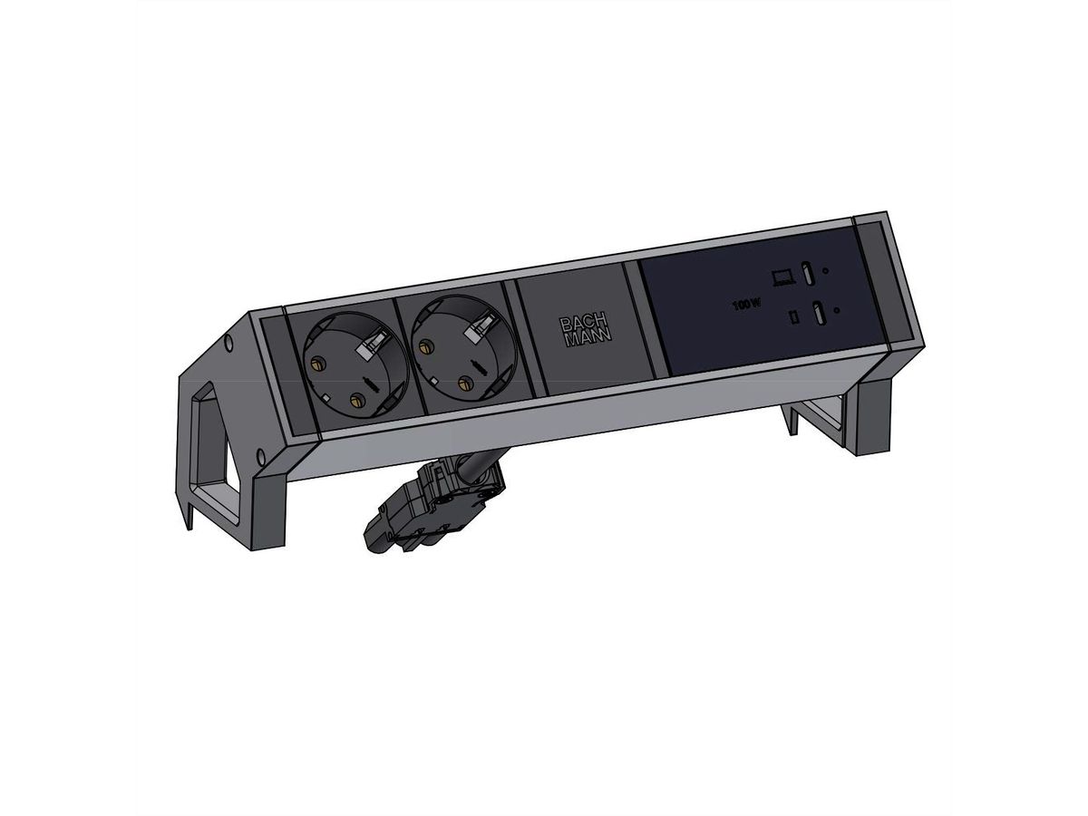 BACHMANN DESK2 2x CEE7/3, USB-C, USB-Charger 100W, GST18 0,2m