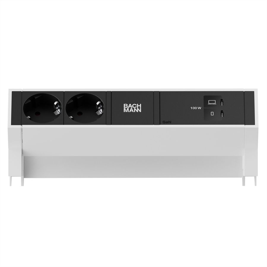 BACHMANN DESK2 2xCEE7/3 1xUSB C/C 100W, L=0,2m RAL9010