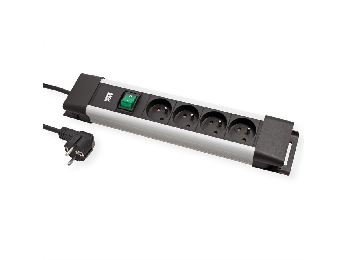 BACHMANN CONNECTUS 4xUTE, 1xSchalter 2,0m CEE7/7 Grau