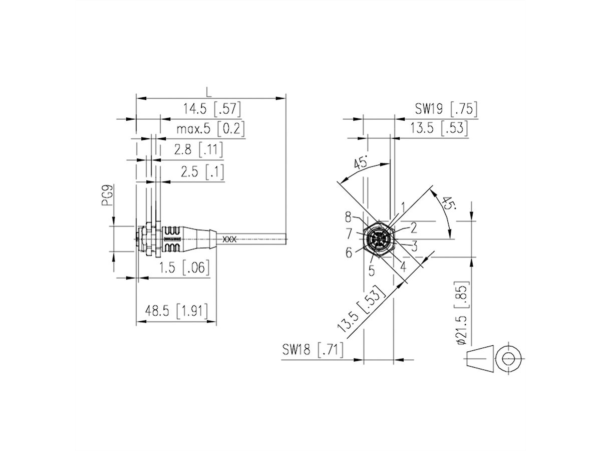 METZ CONNECT Anschlussleitung M12-Stecker ger./offen, 8polig, X-kodiert, PUR, 10 m