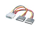 ROLINE Y-Adapterkabel 4 pol. HDD / 2x SATA, 0,12 m