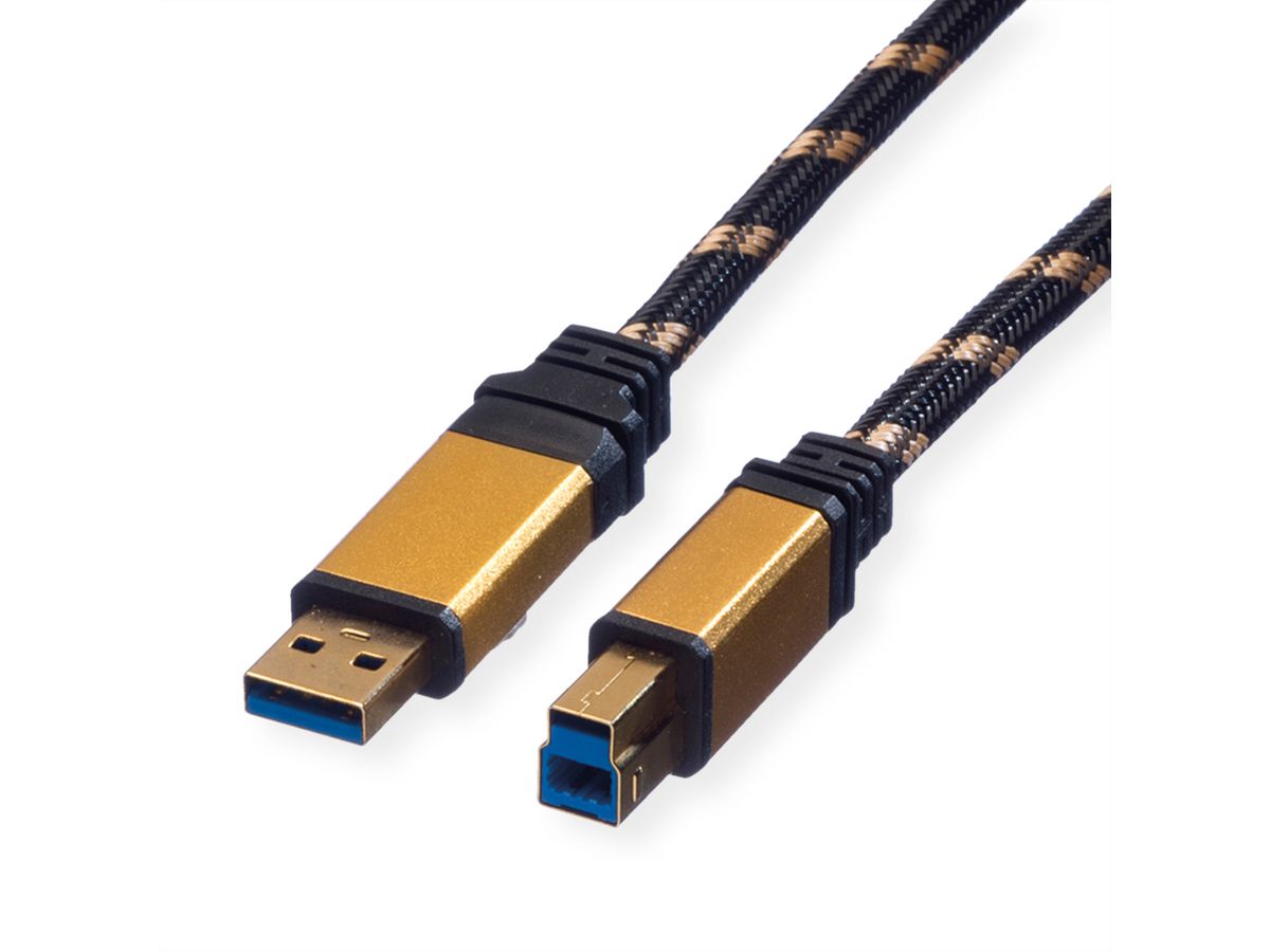 ROLINE GOLD USB 3.2 Gen 1 Kabel, Typ A-B, Retail Blister, 1,8 m