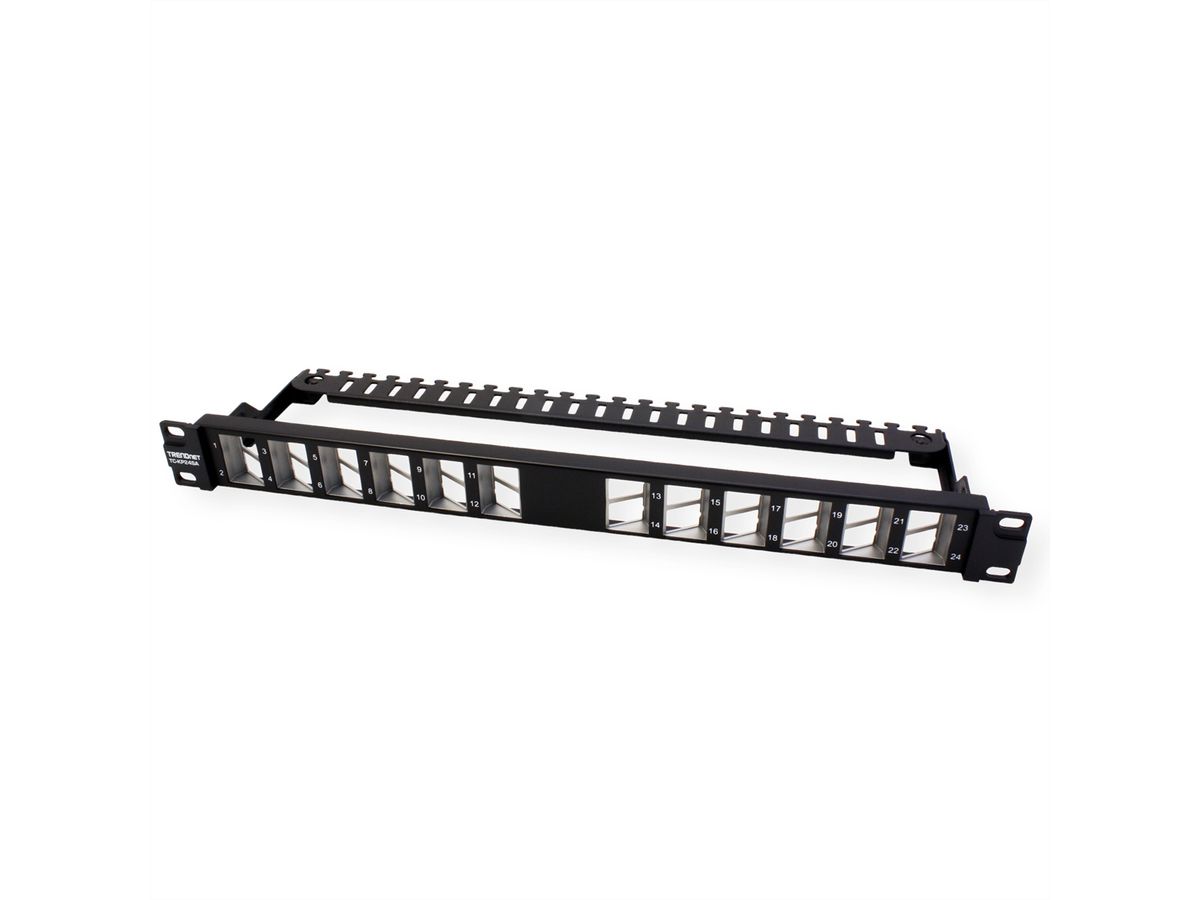 TRENDnet TC-KP24SA 24 Port Patch Panel, für Keystones, gewinkelt 1U