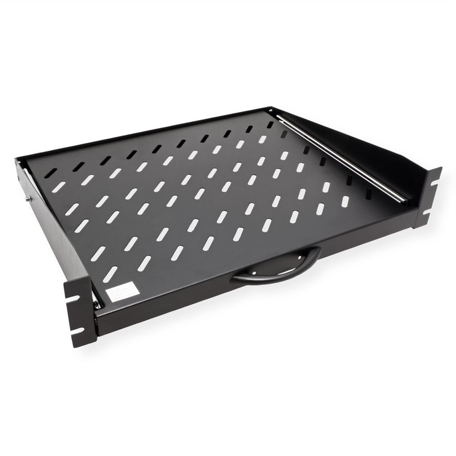VALUE 19-Zoll-Fachboden ausziehbar, 2 HE, 404 x 350 mm, 30 kg Traglast