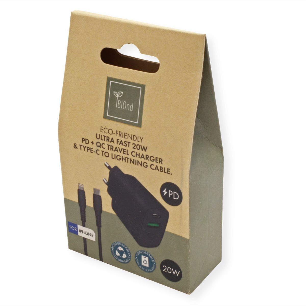 BIOnd BIO-CTL-20W PD 20W Charger + USB-C to 8PIN Kabel