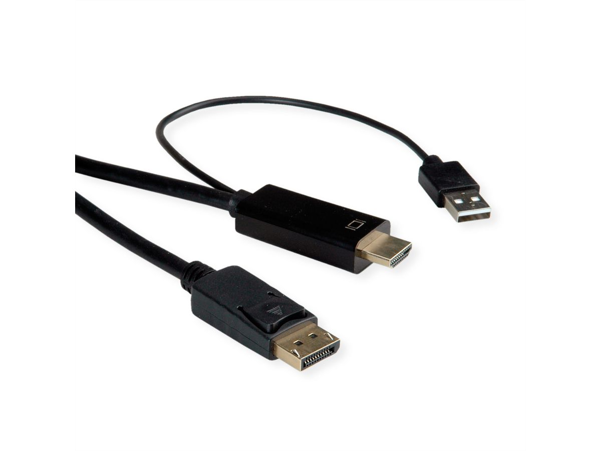 ROLINE HDMI-Kabel UltraHDTV - DisplayPort, ST/ST, schwarz, 3 m