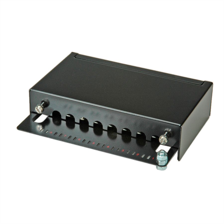 ROLINE Patchpanel, 8 Ports, Cat.5e (Class D), geschirmt, schwarz