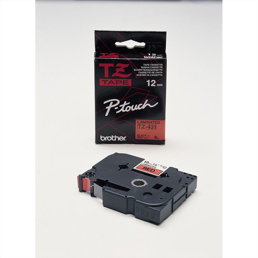 BROTHER TZe-431 Schriftband 12 mm laminiert rot/schwarz