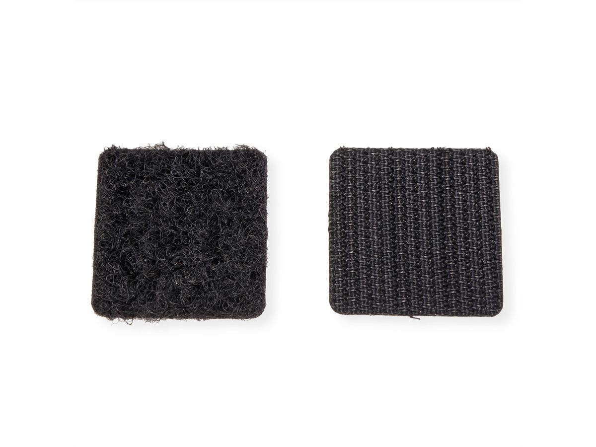 VELCRO® Klettquadrate Selbstklebend, Haken & Flausch 25mm x 25mm x 24 sets Schwarz