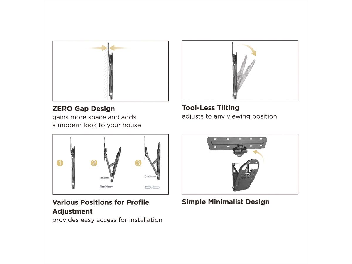 VALUE TV-Monitorwandhalterung für SAMSUNG Q-Serie, Q7, Q8, Q9, bis 50 kg