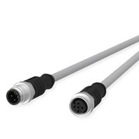 METZ CONNECT M12 Sensor-/Aktorleitung, A-kodiert, M12 Stecker gerade - M12 Buchse gerade, grau, 1 m