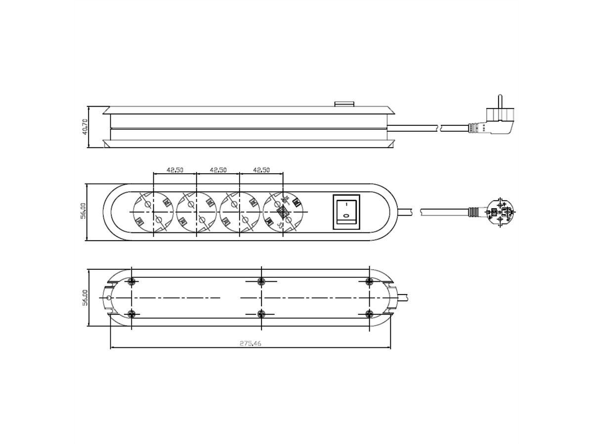 BACHMANN SMART Steckdosenleiste 4x Schutzkontakt, Schalter, weiß, 1,5 m