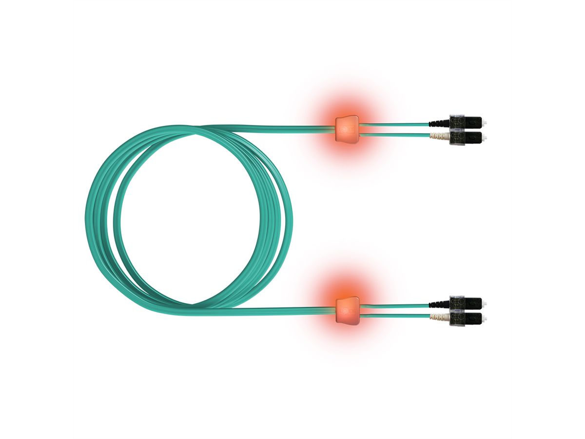 EasyLan LWL-LED-Patchkabel duplex 50/125µm OM3, SC/SC, türkis, 1 m