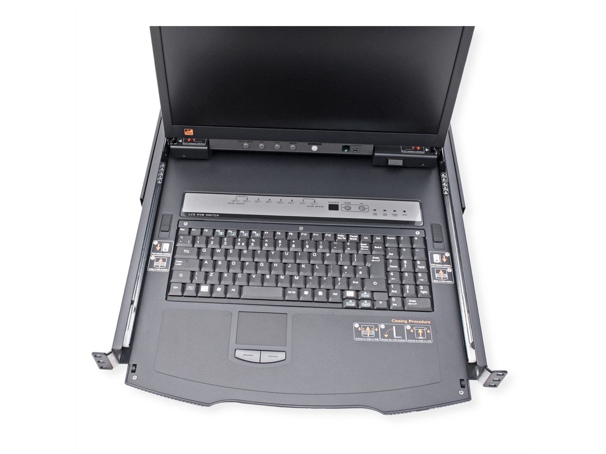 ATEN KL1508AiN KVM Over IP Switch, 8 Port, 48cm LCD, VGA, PS/2-USB, IT-Layout