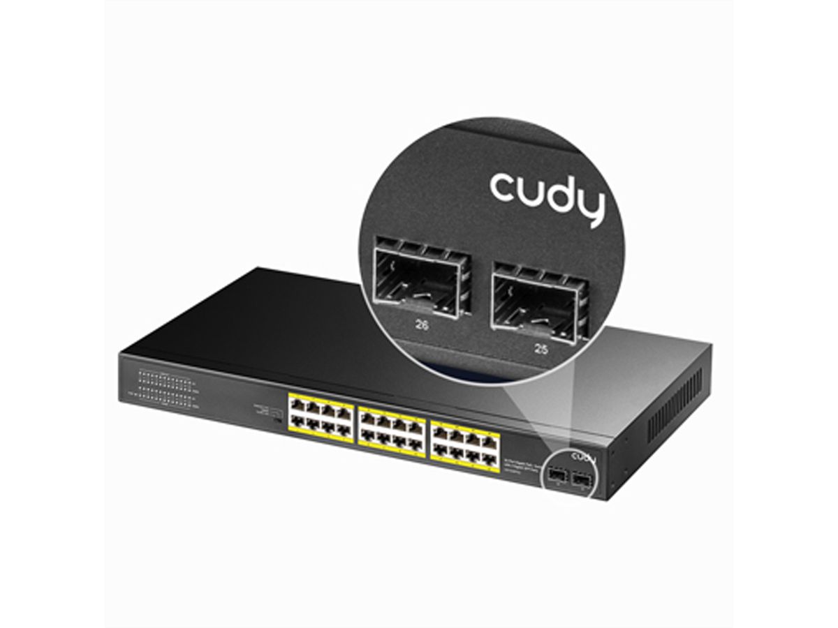 CUDY GS1028PS2 24-Port Gigabit PoE+ Switch 2 SFP Ports 300W