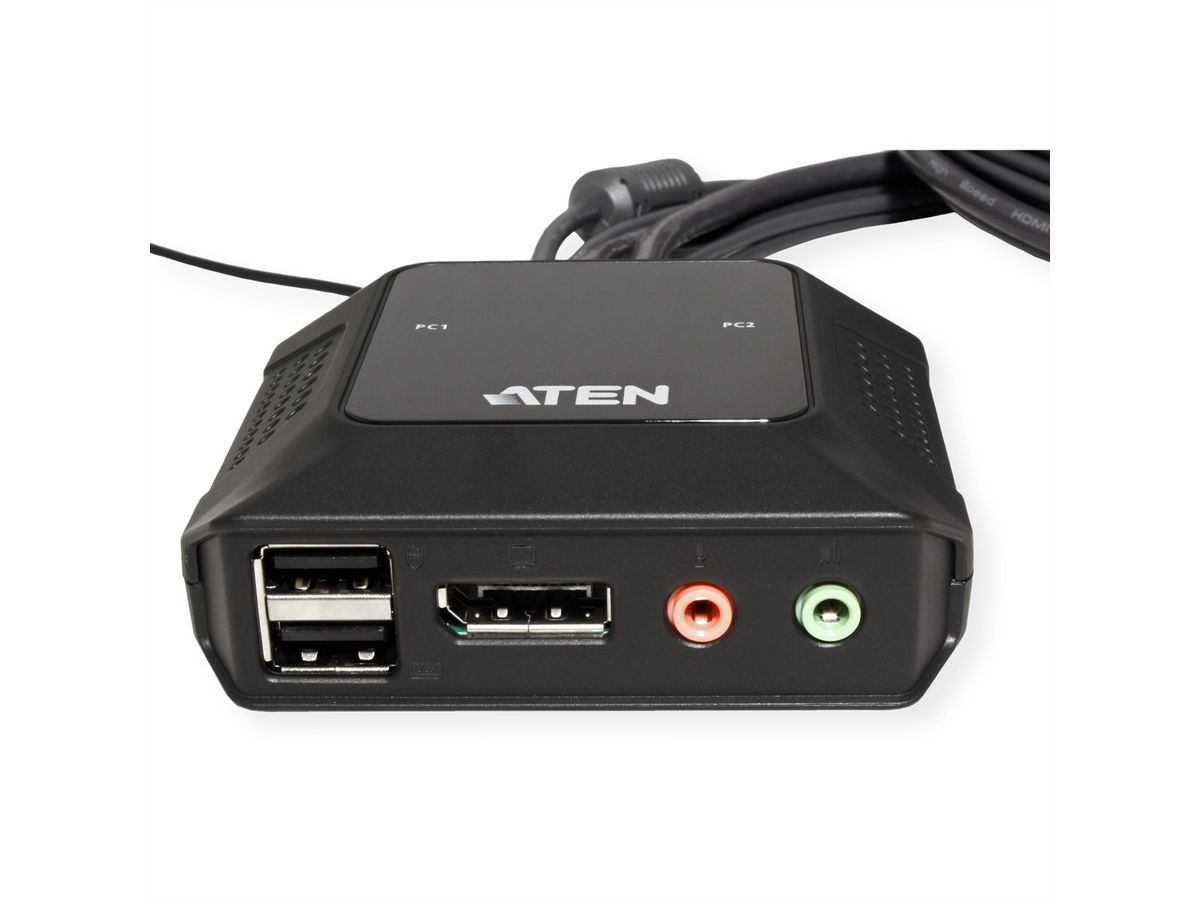 ATEN CS52DP 2-Port USB-C DP Hybrid Kabel KVM Switch