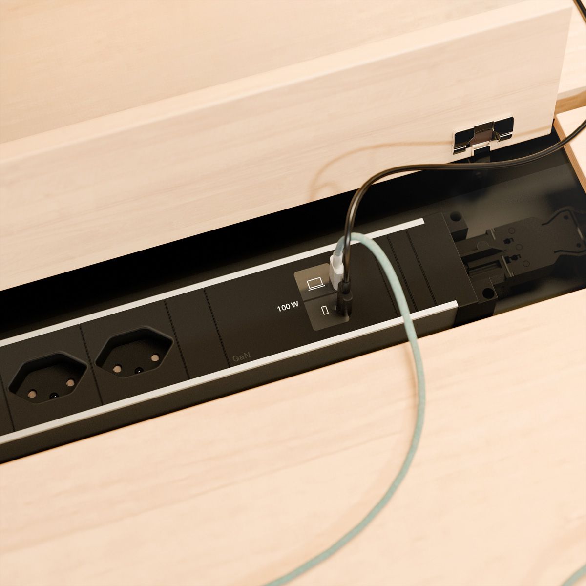 BACHMANN STEP ALU 2xCH 90°, 1xUSB C/C 100W