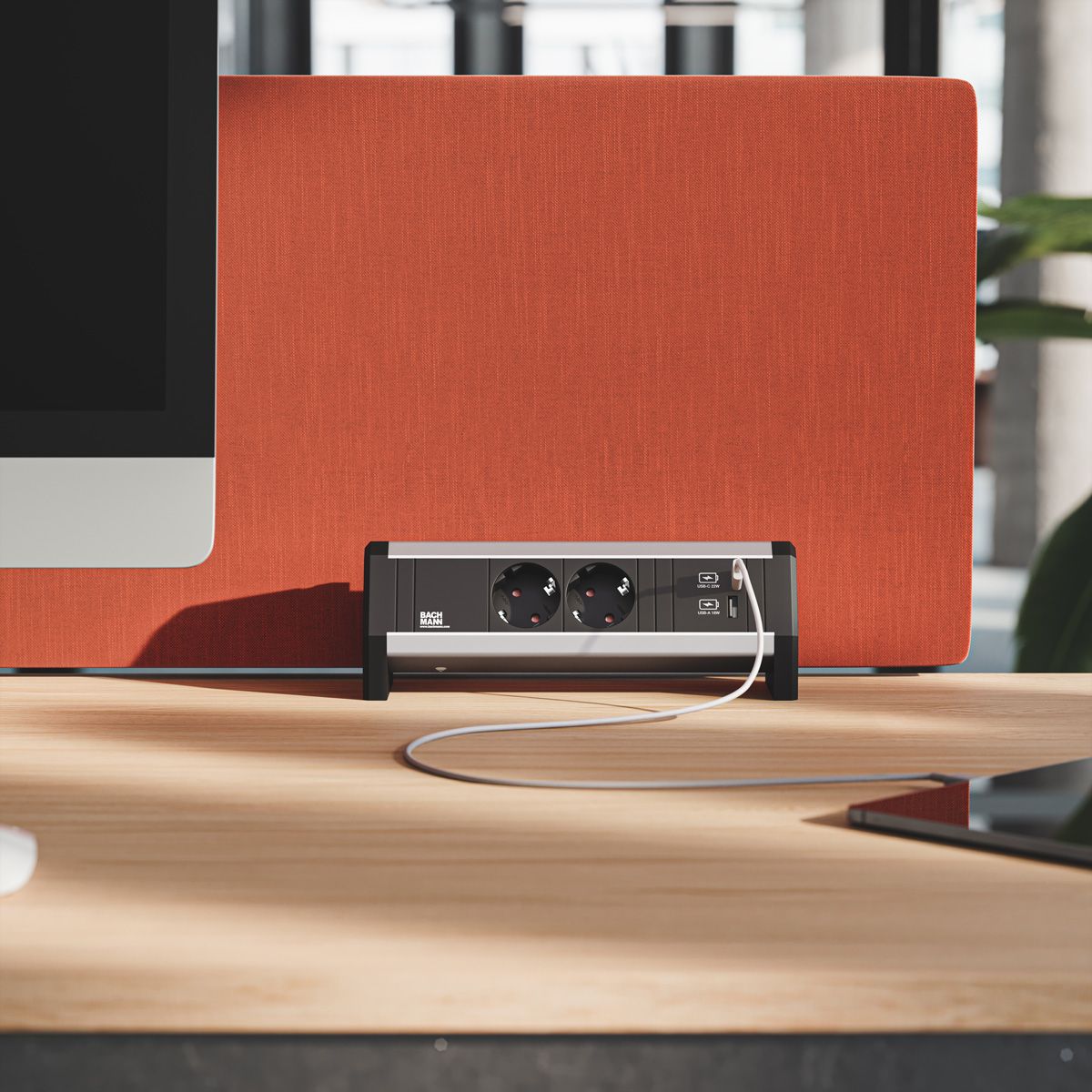 BACHMANN DESK 2xSchutzkontakt 1xUSB A&C, USB Charger 22W Charger, GST18