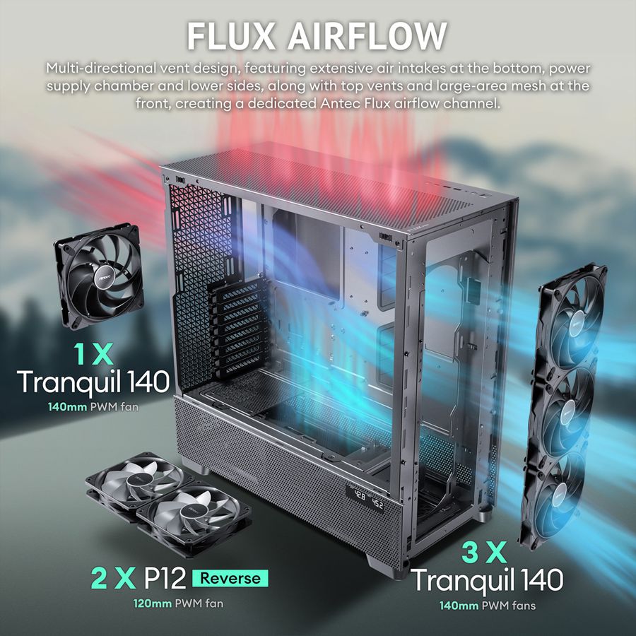 ANTEC FLUX PRO EUV PC Gehäuse Big / Full Tower ATX, schwarz