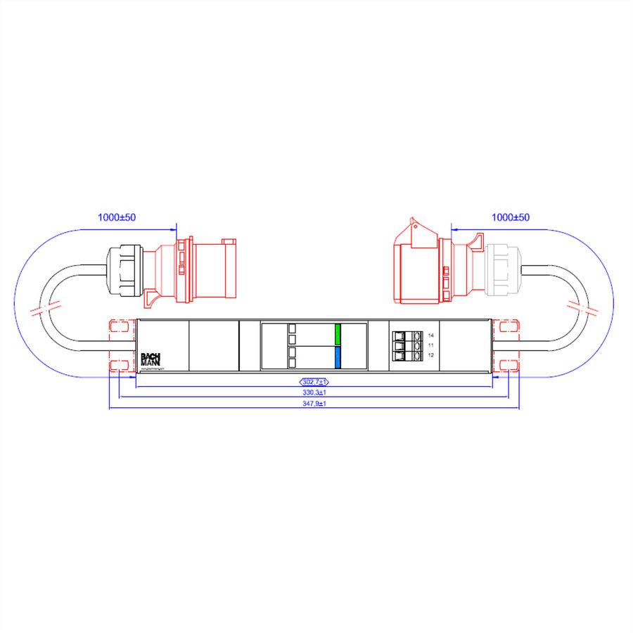 BACHMANN SPD Modul 3 phasig, 3x32A ÜSS1m H05VV-F 5G4,0mm CEE 32A