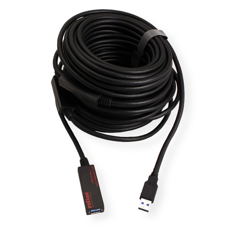 ROLINE USB 3.2 Gen 1 Aktives Repeater Kabel, schwarz, 20 m