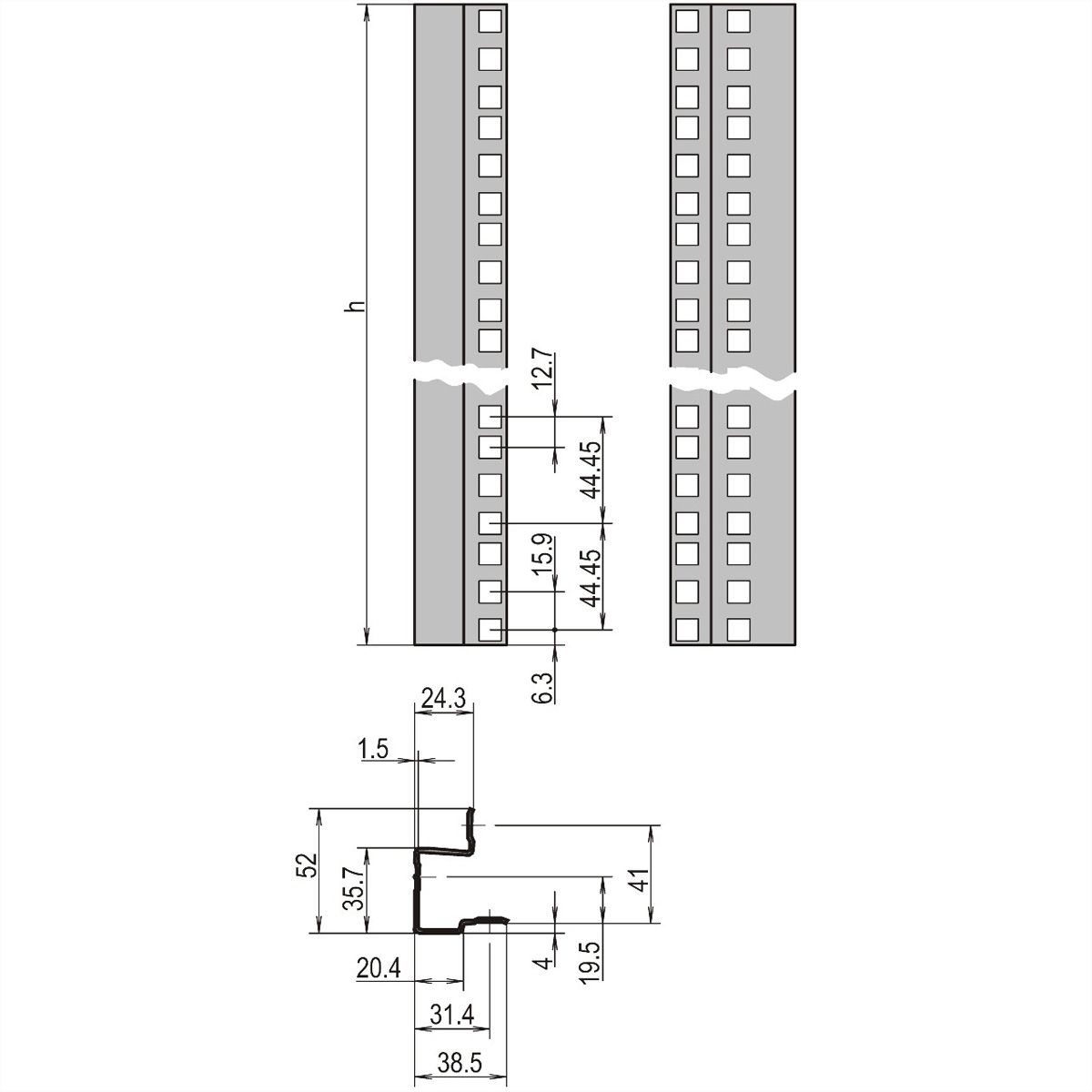 SCHROFF 19"-Winkelprofile - WINKELPROFIL SET 20HE ALZN