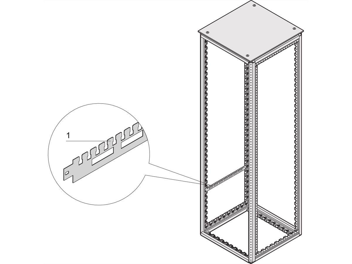 SCHROFF Kabelabfangschiene für die Schranktiefe - KABELABFANGSCHIENE 1200T(2X)